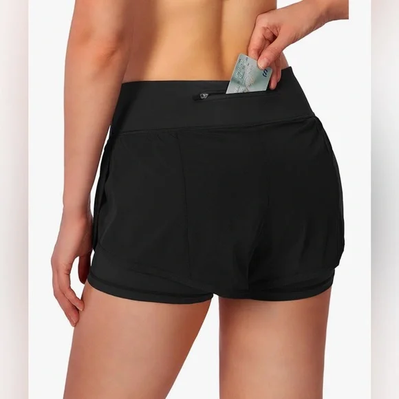 NWT Soothfeel 2 in 1 High Waisted Spandex Shorts - Gym Workout Running - Small - Picture 2 of 13